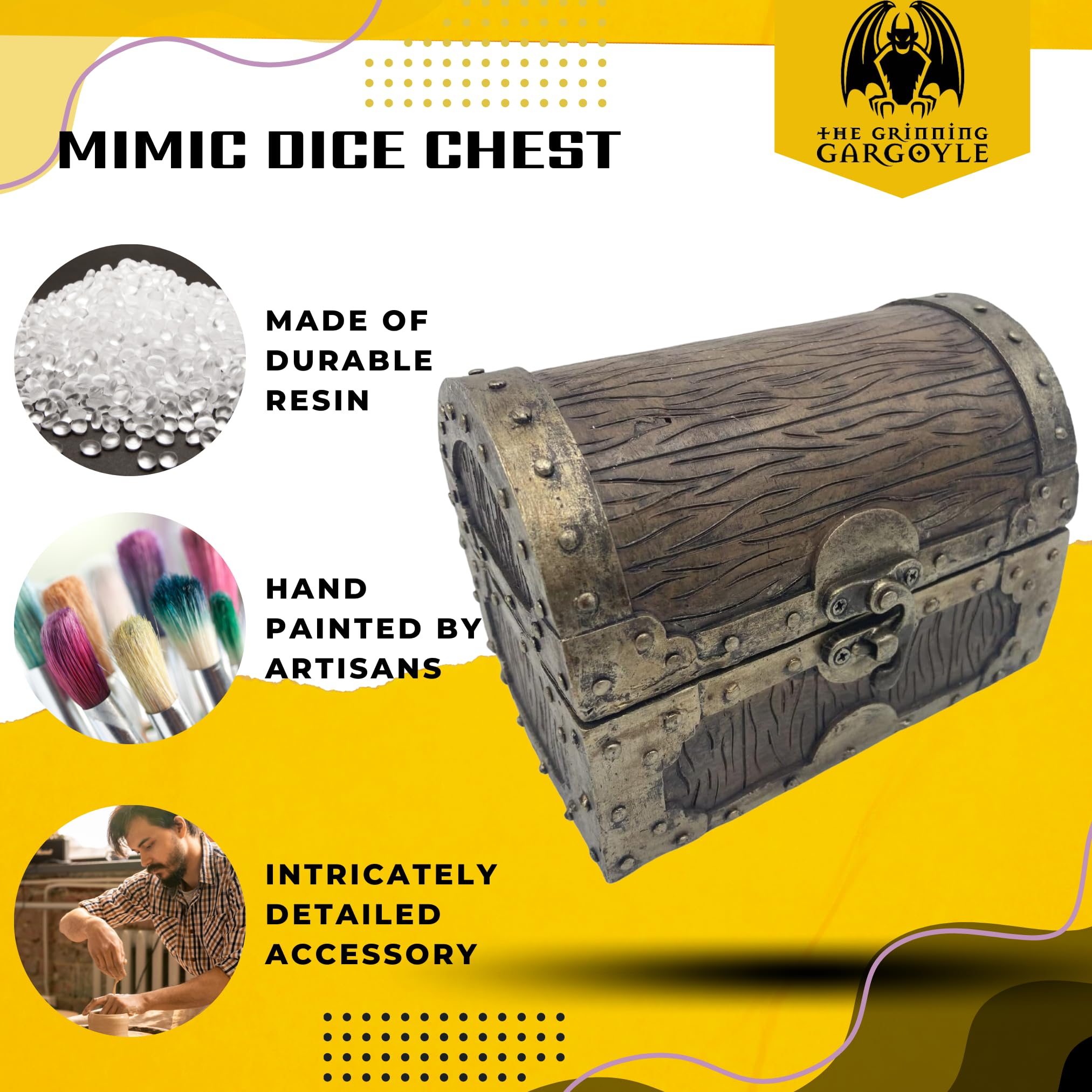 Dice Box - Cassettiera mimetica effetto legno e metallo, contenitore può contenere fino a 6 set di fustelle poliedriche – D&D Poly Dice Case – DnD RPG Crate Accessorio regalo