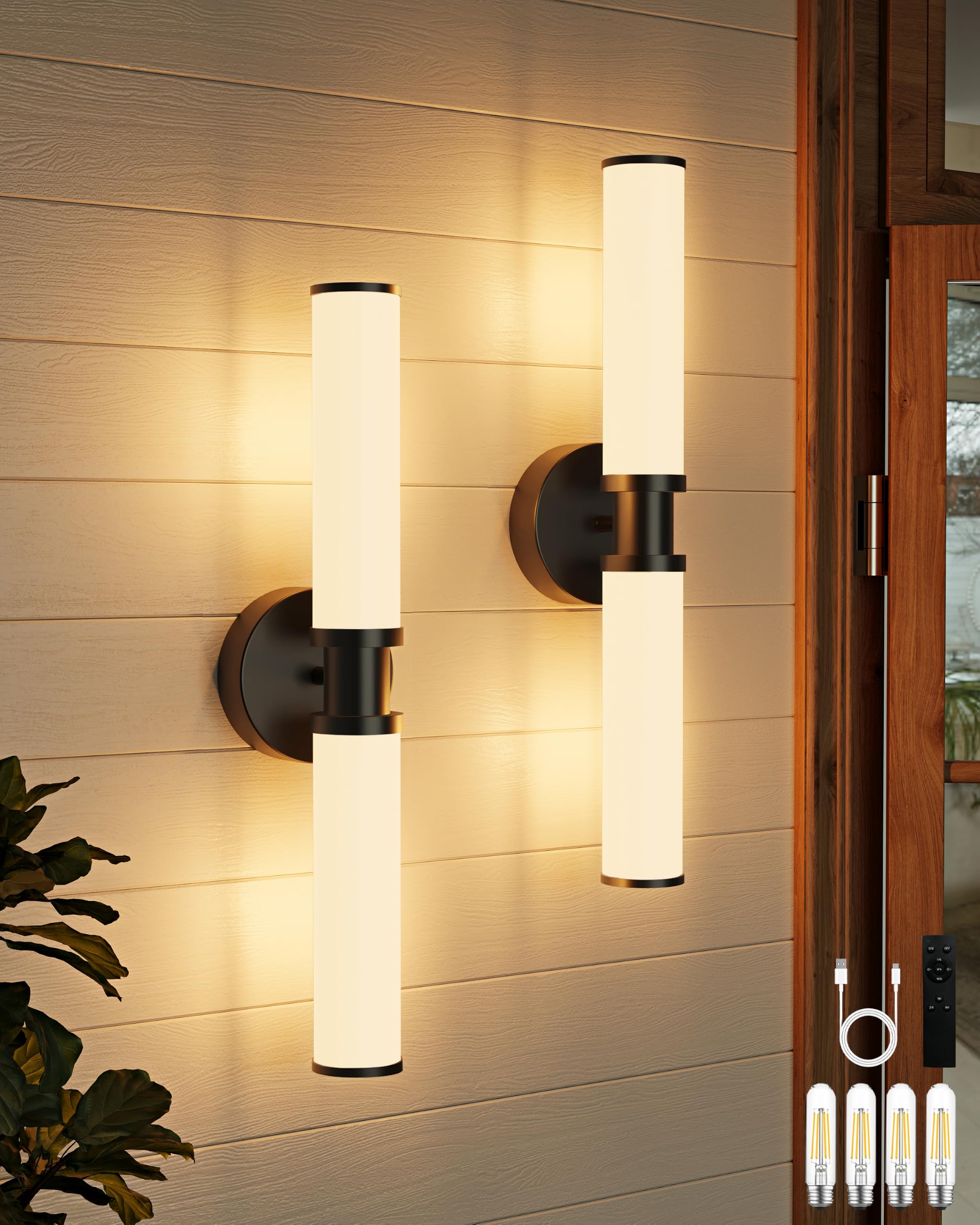 Photo 1 of Rayogale Black Rechargeable Battery Operated Wall Sconces with Remote