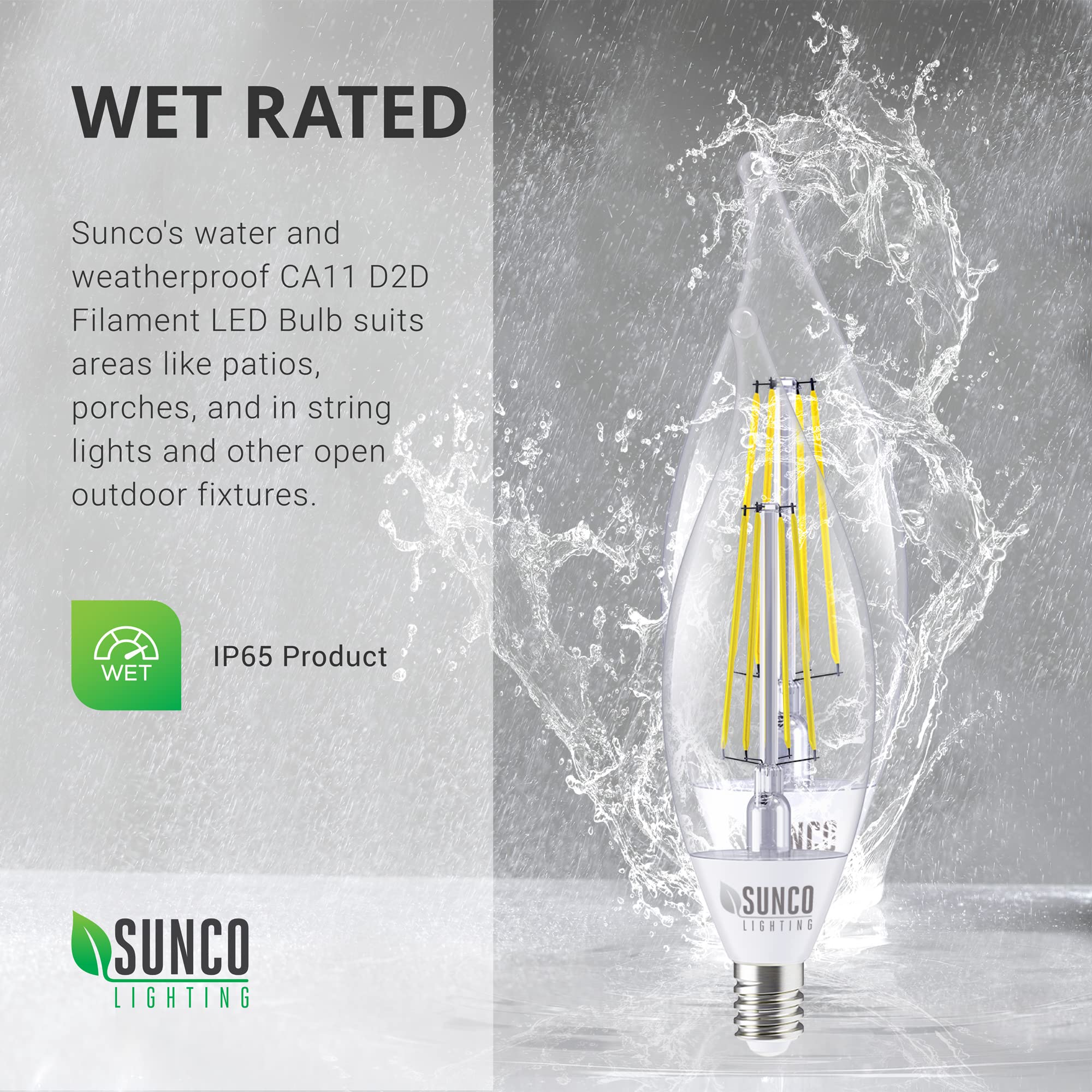 Sunco Lighting 10 Pack Dusk To Dawn Candelabra CA11 LED