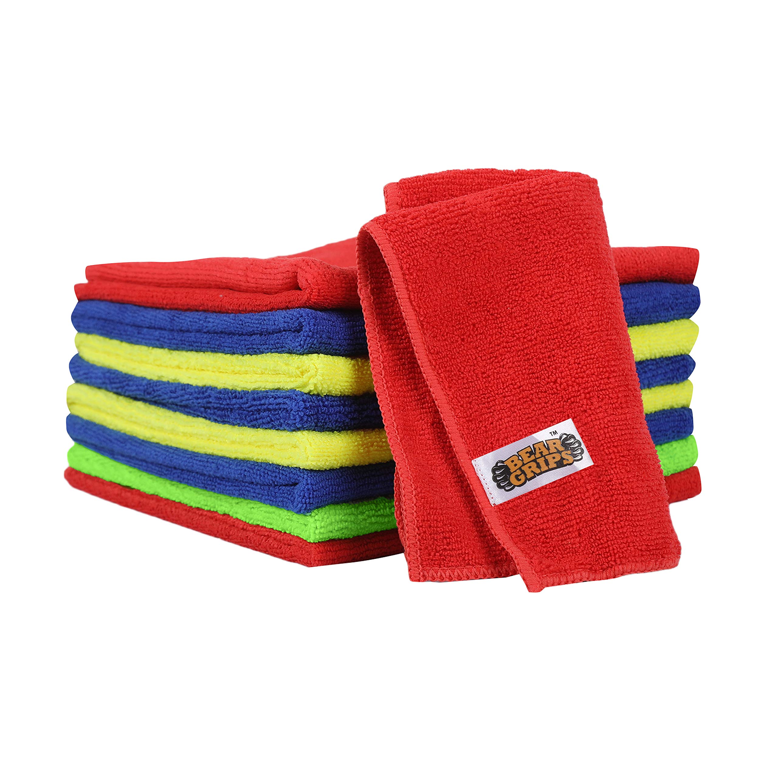 BEAR GRIPS Premium Microfiber Cloth for Electronics, Crockery, Glass, Home, car and Bike Cleaning, 300 GSM, Size 30 X 30 cms, Multicolored - Pack of 8 (B08YRP4TJP) Amazon Price History, Amazon Price Tracker