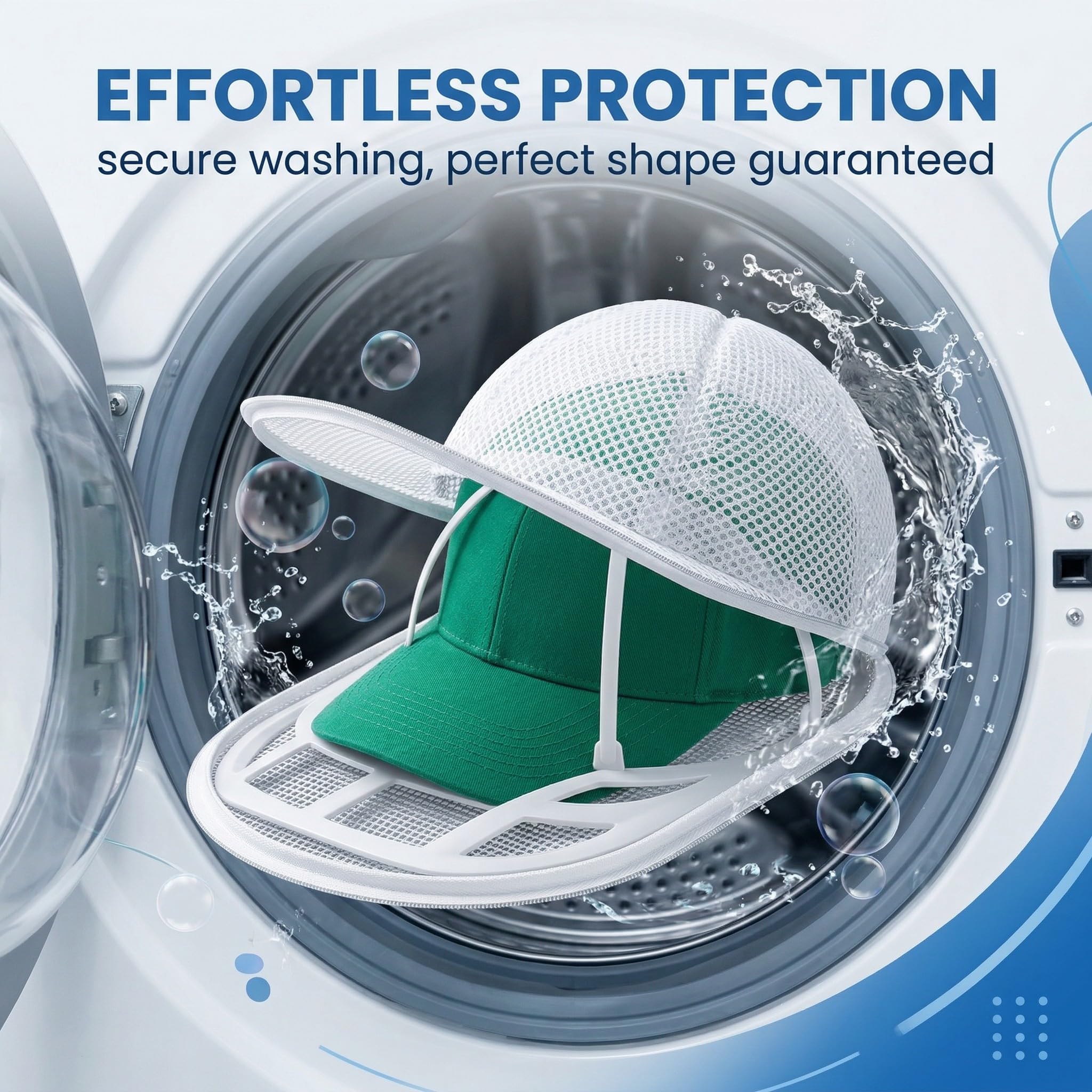 2 Pezzi Porta Cappellini con Visiera per Lavatrice e Lavastoviglie, Supporto Porta Cappelli per Pulizia e Protezione, Organizzatore Cappelli Baseball in Plastica Resistente, Grande, Bianco