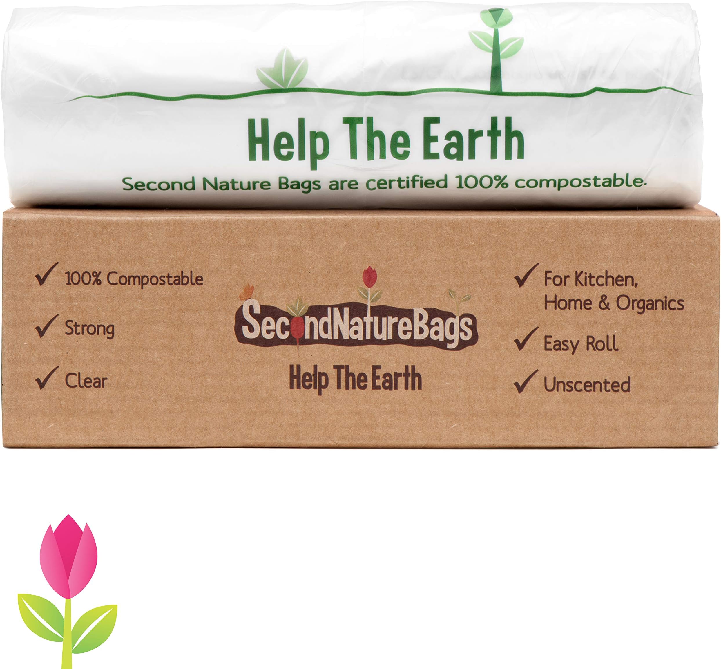 Premium Certified Compostable Biodegradeable, 10 Litre, 100 Bags, Extra Thick Small Kitchen Food Scraps & Home Trash Bags