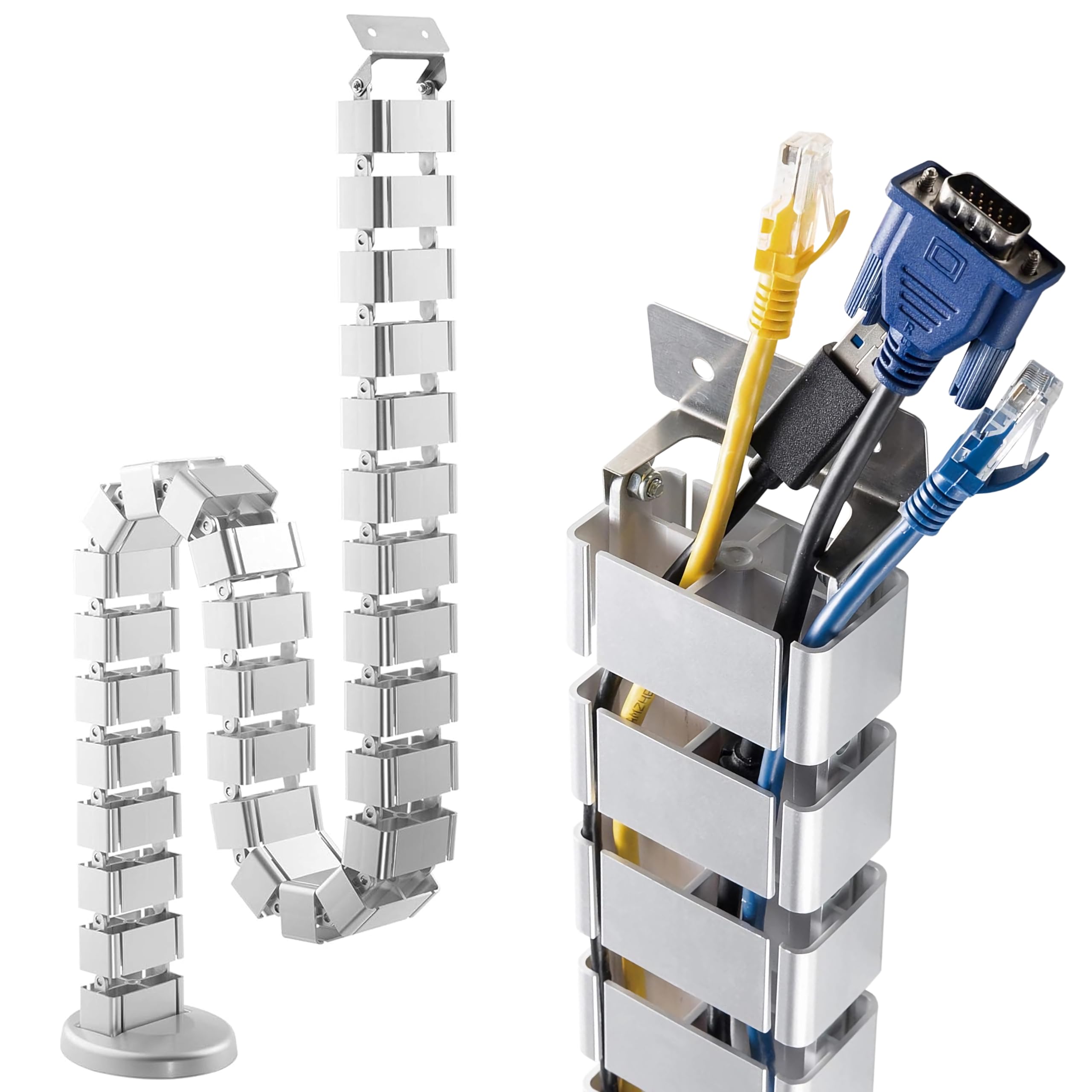 RICOO Organizador de Cables Canaleta Cable Z0101-S Escritorio Cubierta Cable Tidy Recoge-Cables Flexible Esconde bajo Mesa Accesorio Oficina