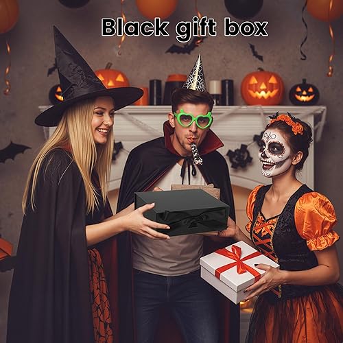 Miniatura 5 de JOHOUSE Caja de regalo con tapa de cierre negro, caja de regalo de lujo con cierre magnético, caja de regalo plegable con cinta para regalo de