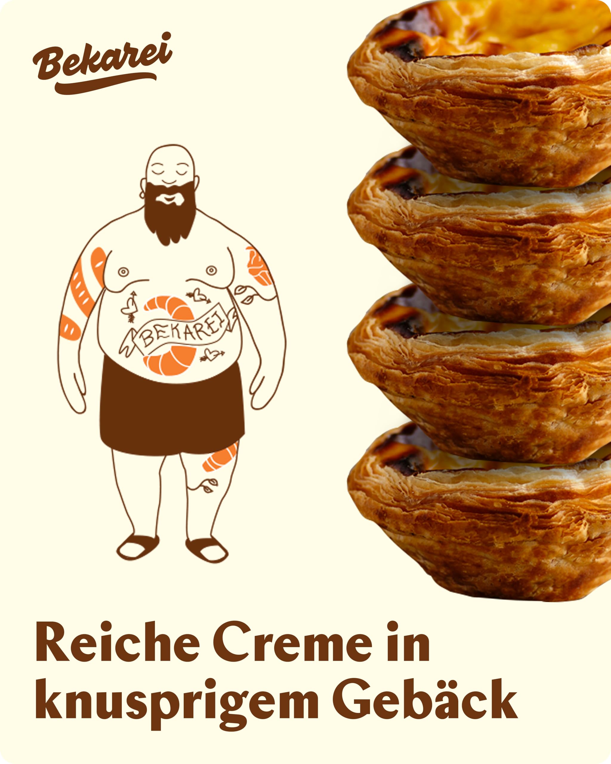 Pastel de Nata - Box mit 16 portugiesischen cremigen BlätterteigGebäckstücken - Frisch & einfach zuzubereiten Pasteis de Nata mit hausgemachter Qualität - Backwaren von Bekarei
