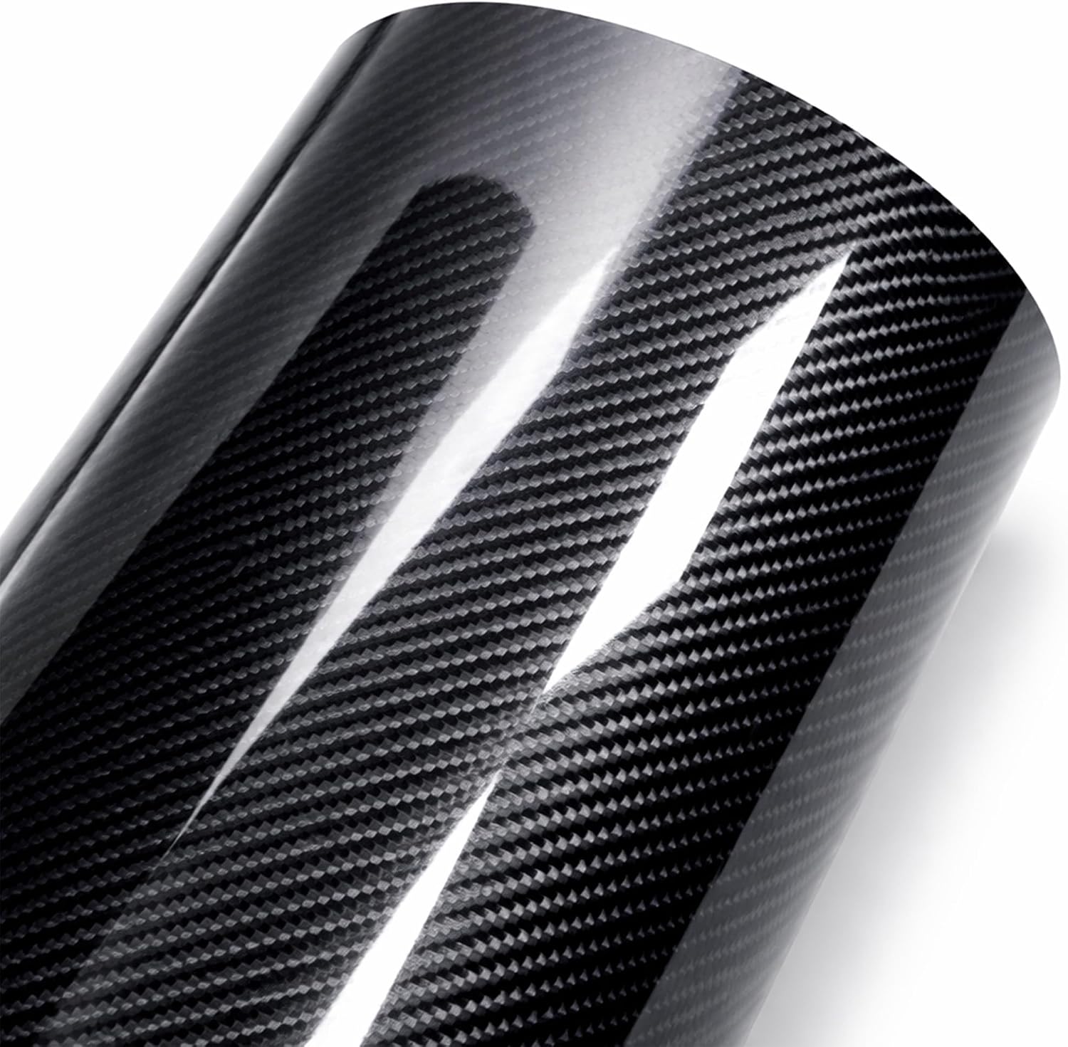 6D Carbon Fiber Vinyl Wrap, Black 1ft x 10ft Glossy Self-Adhesive Decorative Film for Automotive Interior & Home DIY Use, Waterproof Vinyl Sheet