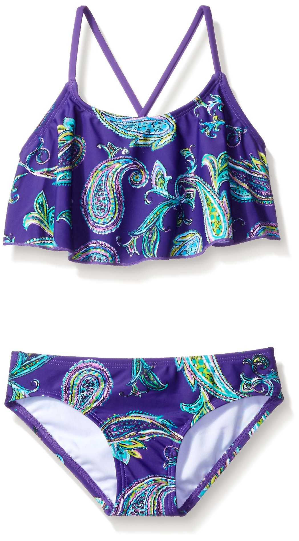 Kanu Surf Girls' Alania Flounce Bikini Beach Sport 2 Piece Swimsuit