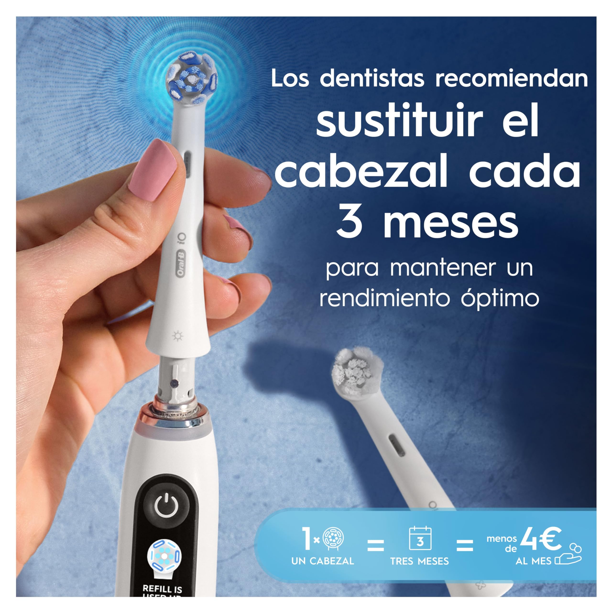 Oral-B Series iO Ultimate Clean Cabezales De Recambio Originales, Pack de 4 Recambios Blancos Para Cepillos De Dientes Eléctricos Oral-B iO, Eliminación Profunda De La Placa Bacteriana