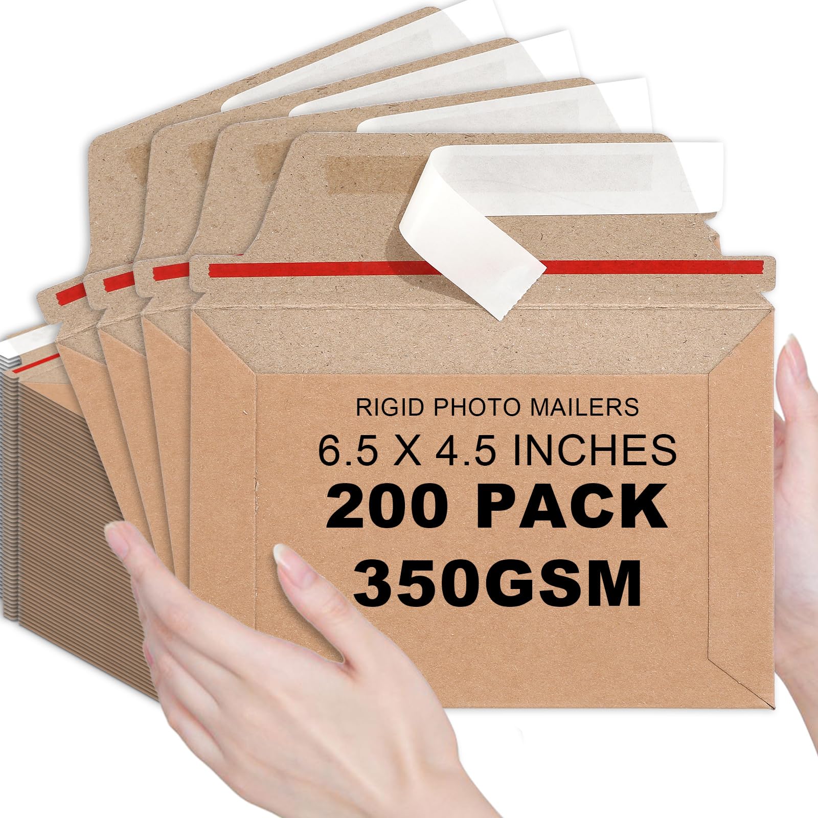 party greeting 200 Pcs 6.5 x 4.5 Rigid Mailers with Self Seal Envelopes Stay Flat Photo Mailers Sports Cards Rigid Envelopes for Postcard CD Comic Book Card Shipping Protector(Kraft)