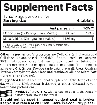 Jigsaw Health MagSRT (B-Free) | Premium, Organic, Slow Release Magnesium Supplement | Active, Bioavailable Magnesium Malate Tablets | 60 Tablets | 15 Servings