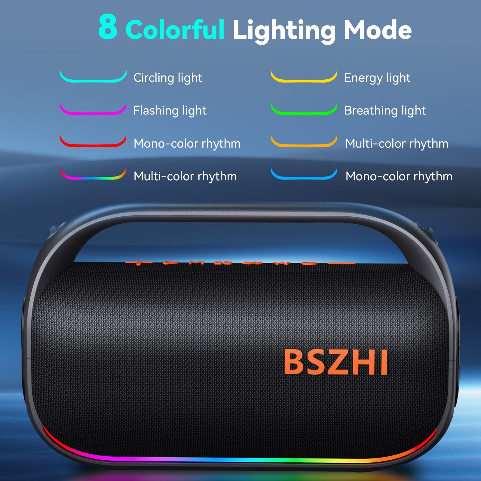 Altoparlante Bluetooth da 80 W (picco da 120 W), altoparlanti Bluetooth portatili IPX6 impermeabili, TWS wireless per esterni, feste, viaggi e campeggio in spiaggia con luce, BT5.0, scheda USB/TF, AUX