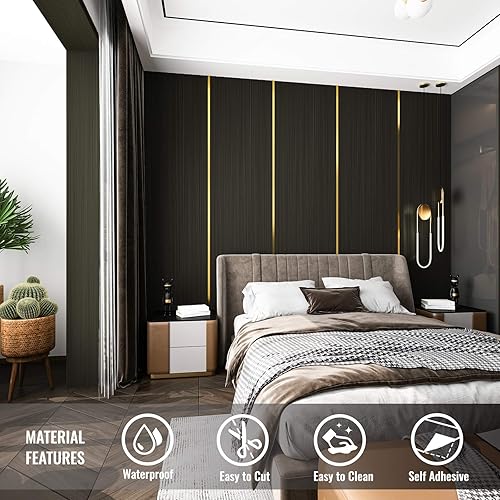 Miniatura 9 de CRE8TIVE Papel adhesivo de acero inoxidable negro bronce grueso, despegar y pegar, papel tapiz metálico cepillado de 12 x 80 pulgadas, rollo de