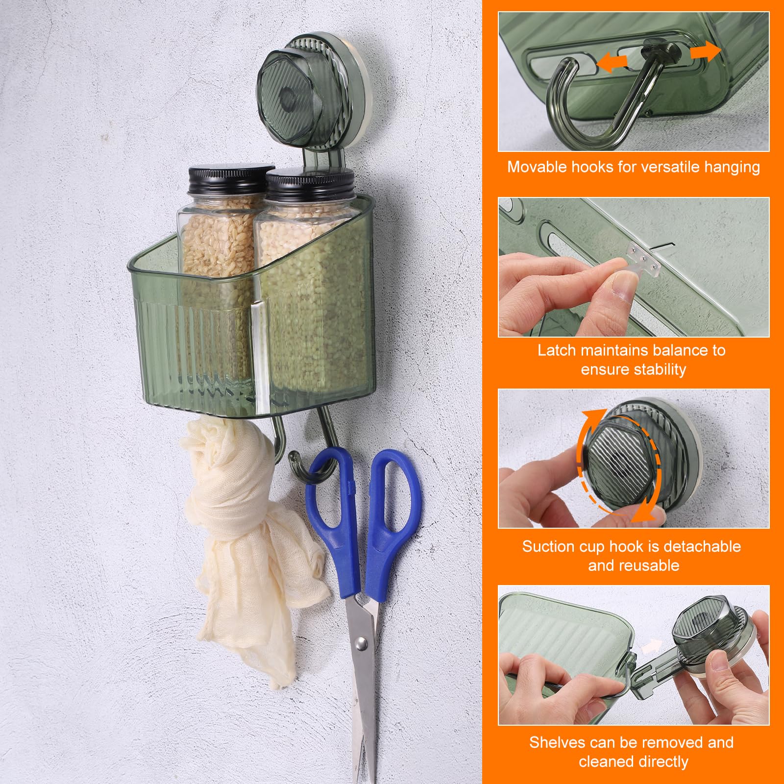 QUARKZMAN 3 Piezas Estante Ducha con Ventosas Y Ganchos Transparente | 1 Set, Organizador Ducha Con Ventosas Estante Pared Dispensador Estante Almacenamiento, Para Baño Cocina