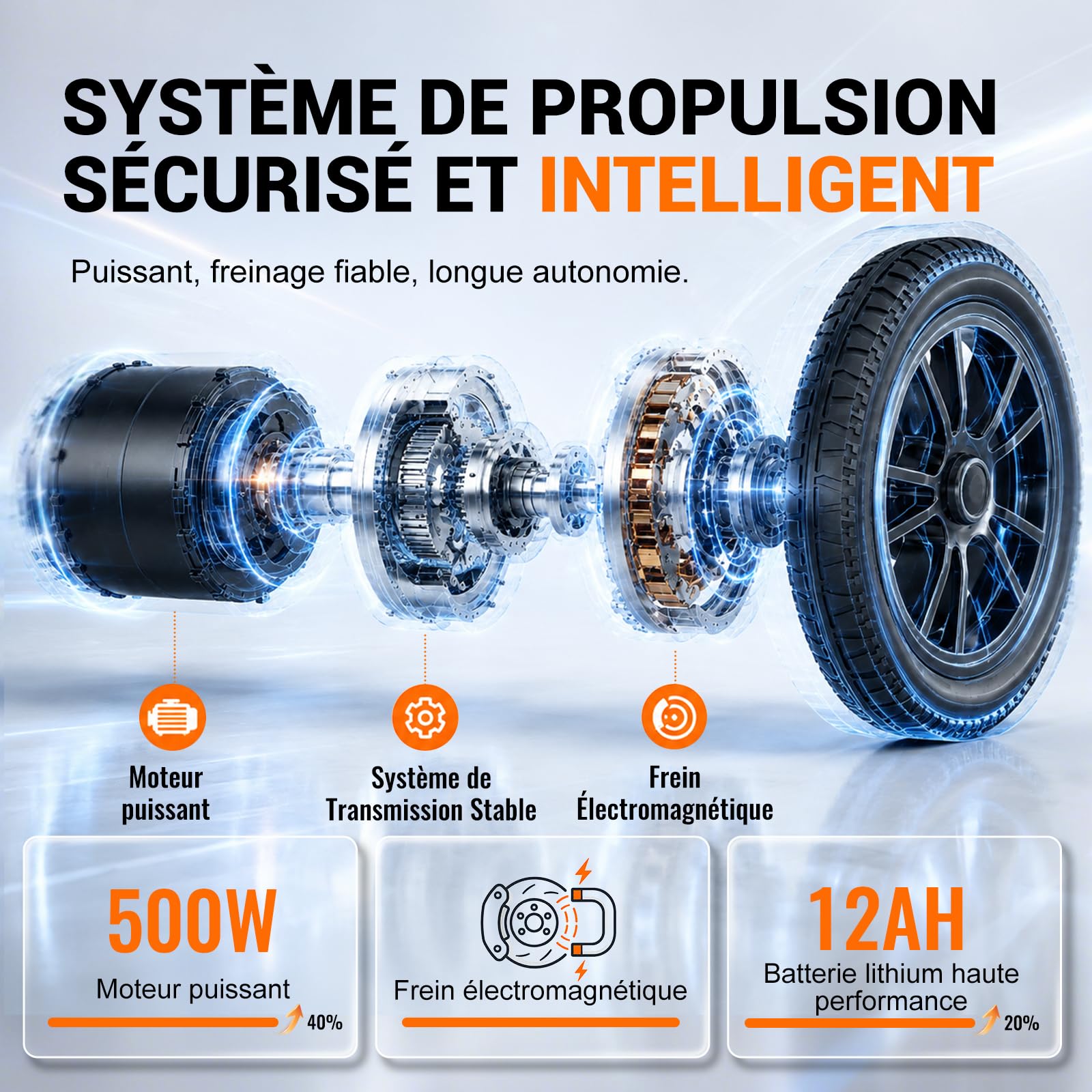 Fauteuil roulant électrique pliable E21 - argent/noir