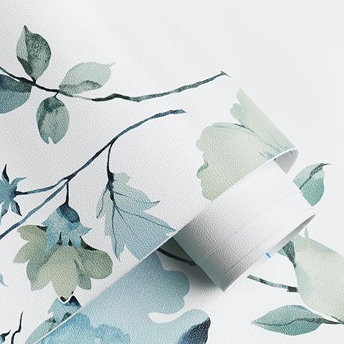 Miniatura 4 de Papel tapiz floral para despegar y pegar, papel tapiz floral de tinta azul para dormitorio, papel de contacto floral, papel tapiz autoadhesivo