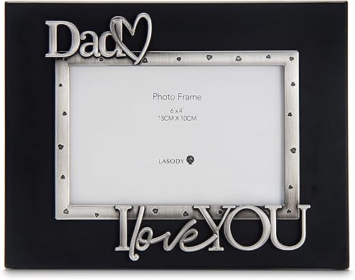 LASODY Marco de fotos "Dad I Love You Expressions Sentiment, 4 x 6 pulgadas, negro, regalo de fotos para papá, abuelo, familia, para exhibir en la