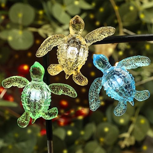 Guirnalda de luces de hadas de tortuga marina temática de playa, 10 pies, 30 tortugas USB o funciona con pilas con control remoto para amantes de