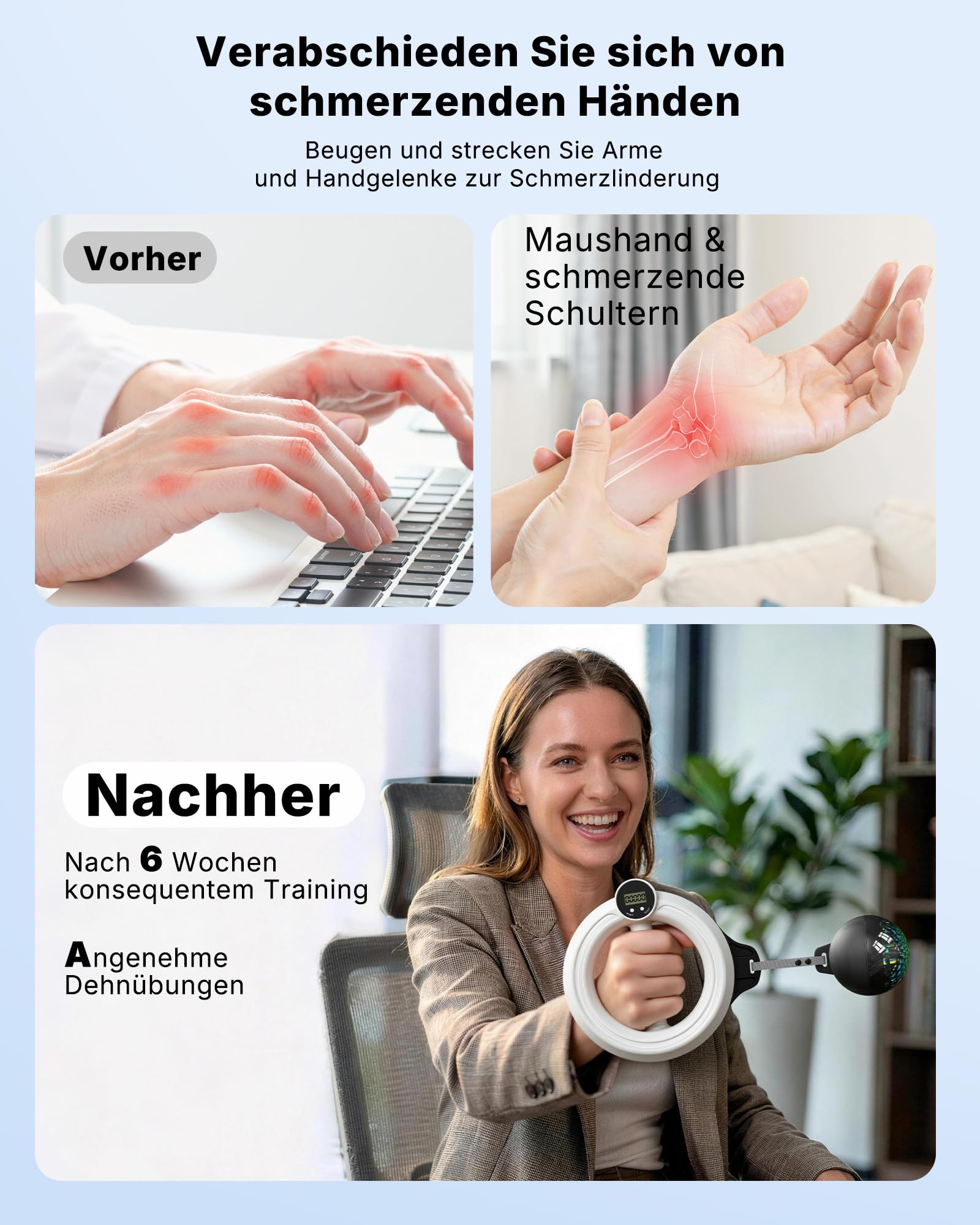 MERACH Unterarmtrainer mit Zähler & RGB-Lichtern, 360° Rotierender Armtrainer für Zuhause Büro, Geeignet für Muskelregeneration, Gelenkpflege Schultermobilität, für Damen und Herren