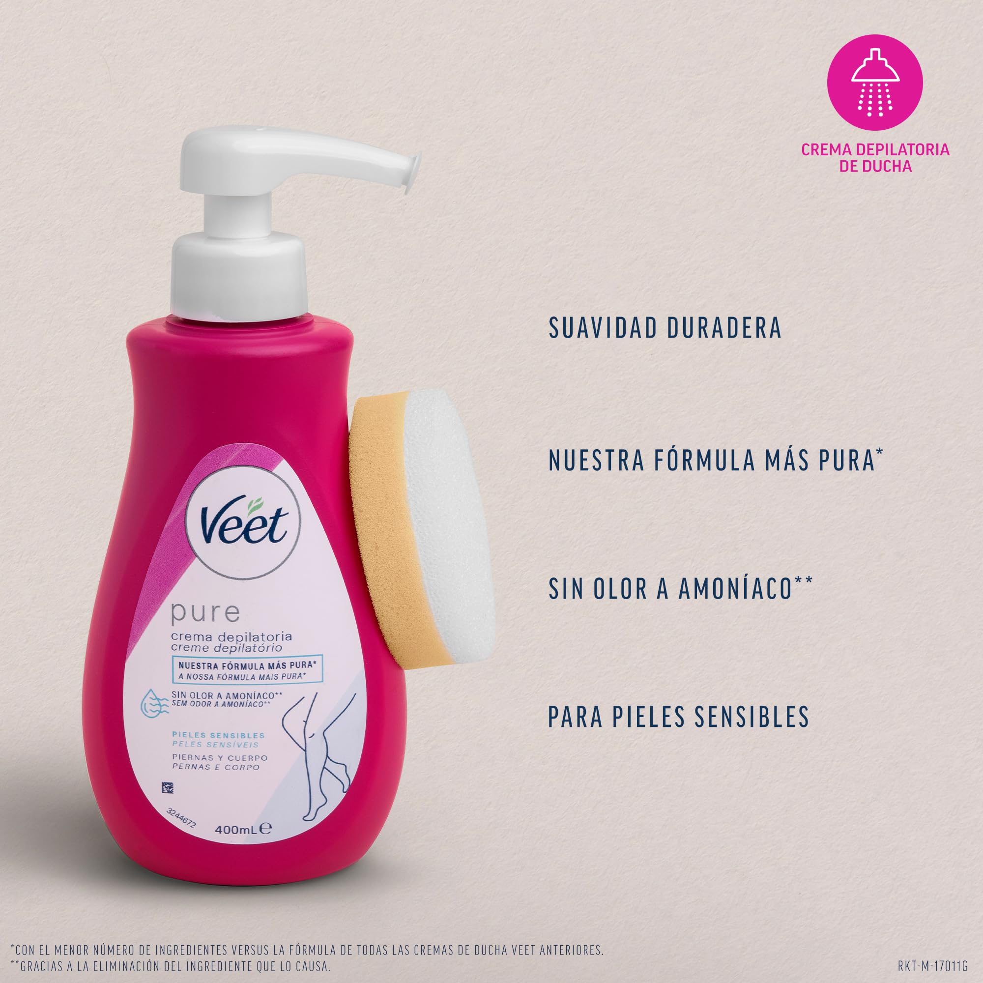 Image secondaire de Veet Crema Depilatoria de Ducha - con Dosificador, Piel sensible-400ml