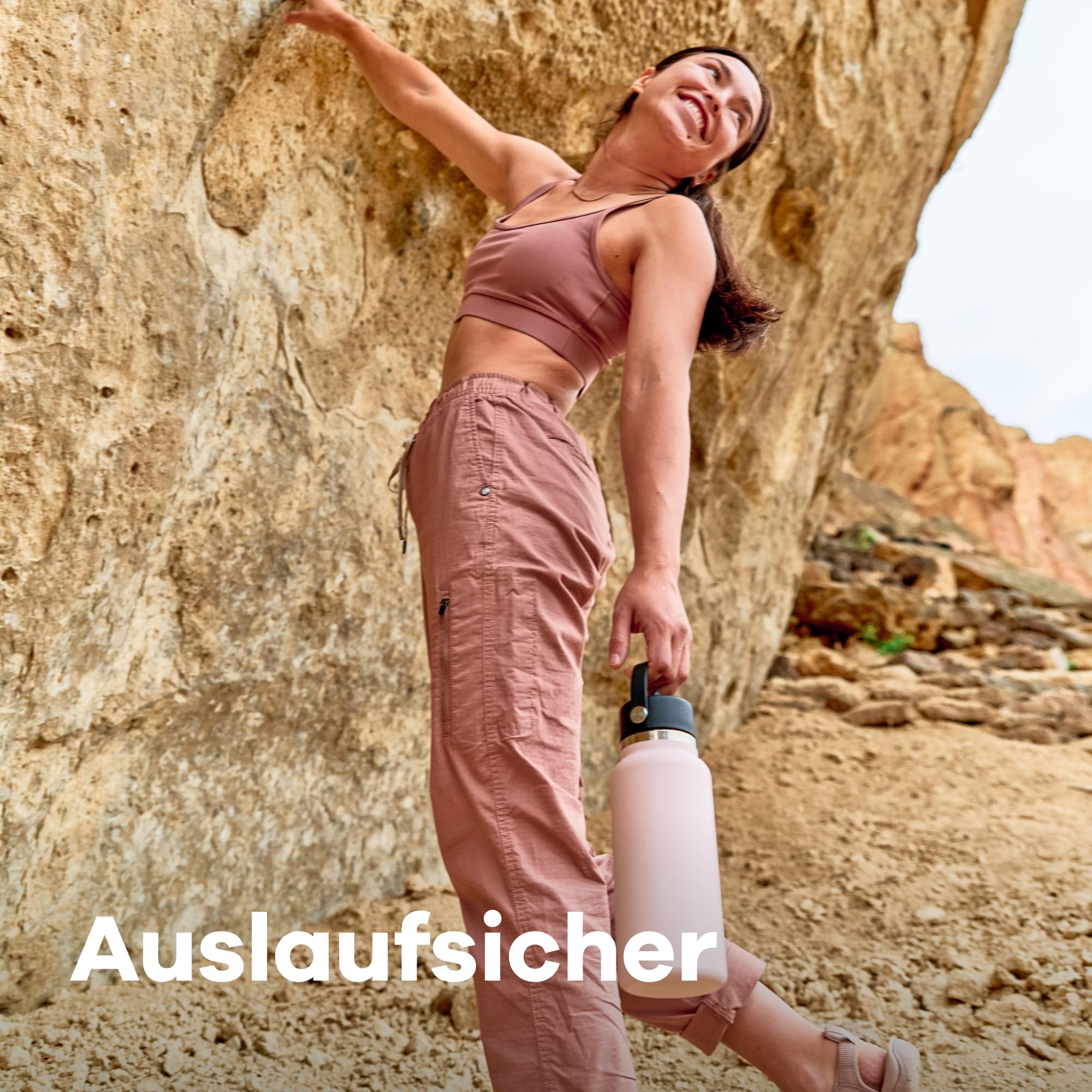 HYDRO FLASK - Wide Mouth - Trinkflasche 1180ml (40oz) - Isolierte Wasserflasche aus Edelstahl - Sportflasche mit auslaufsicherem Flex Cap-Deckel & Gurt - Thermoflasche Spülmaschinenfest - Cascade