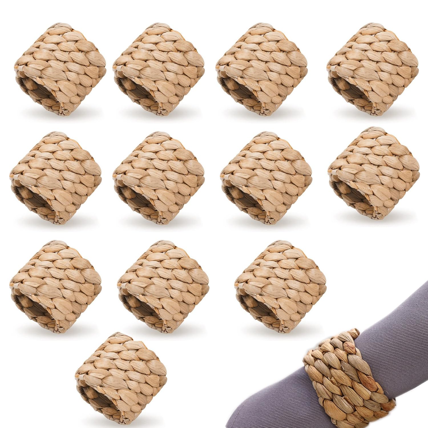 12 Anelli Portatovaglioli In Erba Naturale - Decorazioni Rustiche Per Tavola E Feste