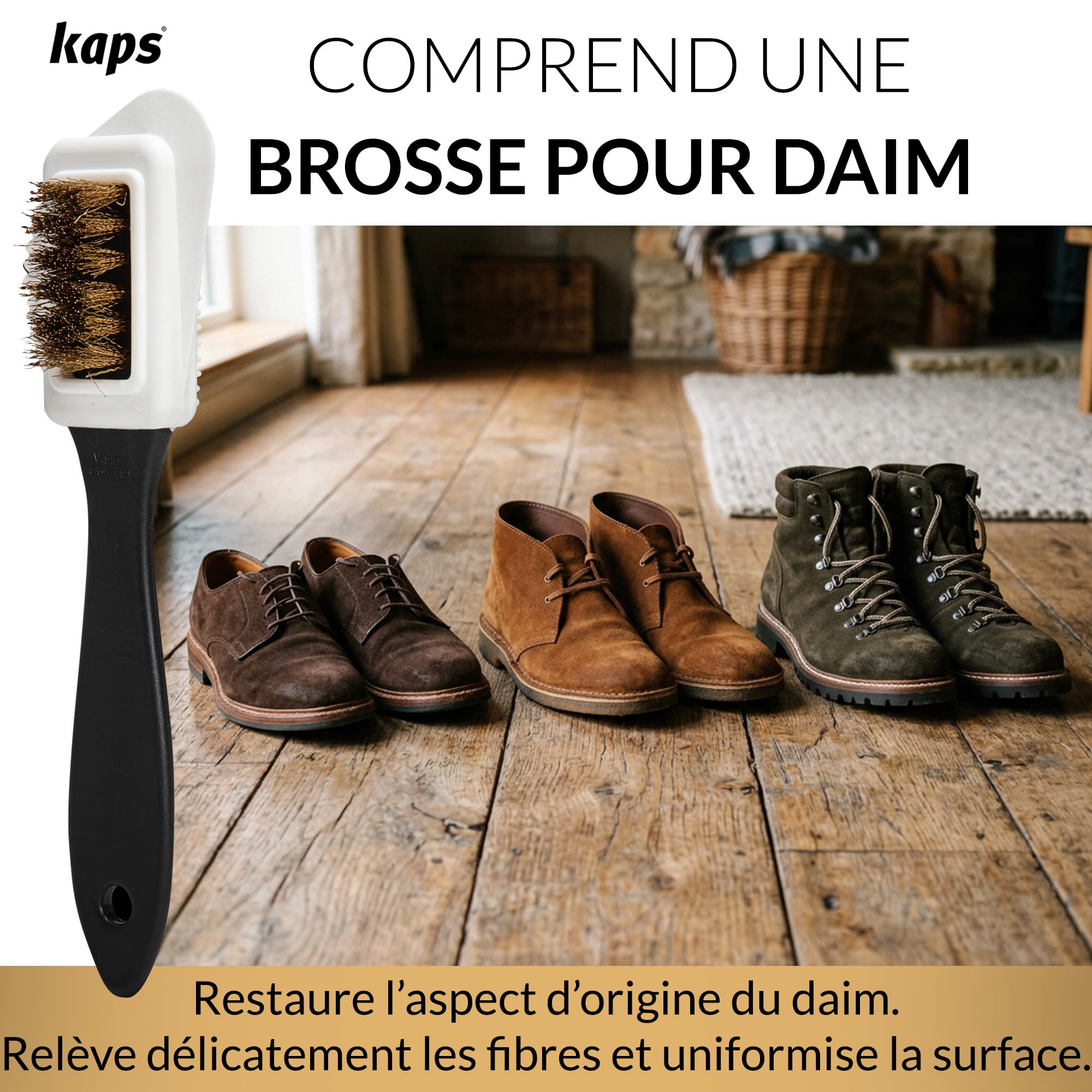 Kaps Kit Nettoyage et Entretien des Chaussures - 9 Pièces pour Bottes et Chaussures en Cuir, Boîte Cadeau en Bois