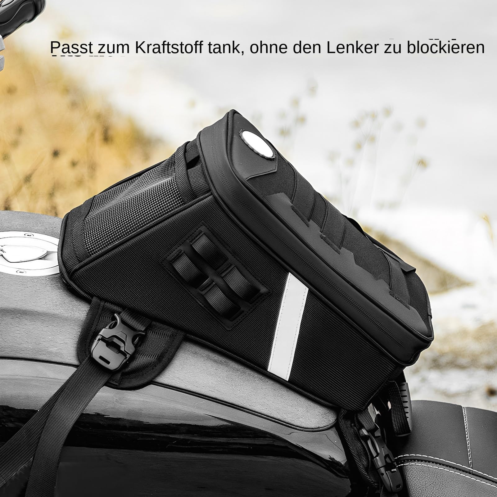 Generisch Zaino da serbatoio da moto da 5 l, borsa a tracolla antiscivolo con riflettente e elastica, pratico per moto, bicicletta, escursionismo, fitness, viaggi per uomini e donne