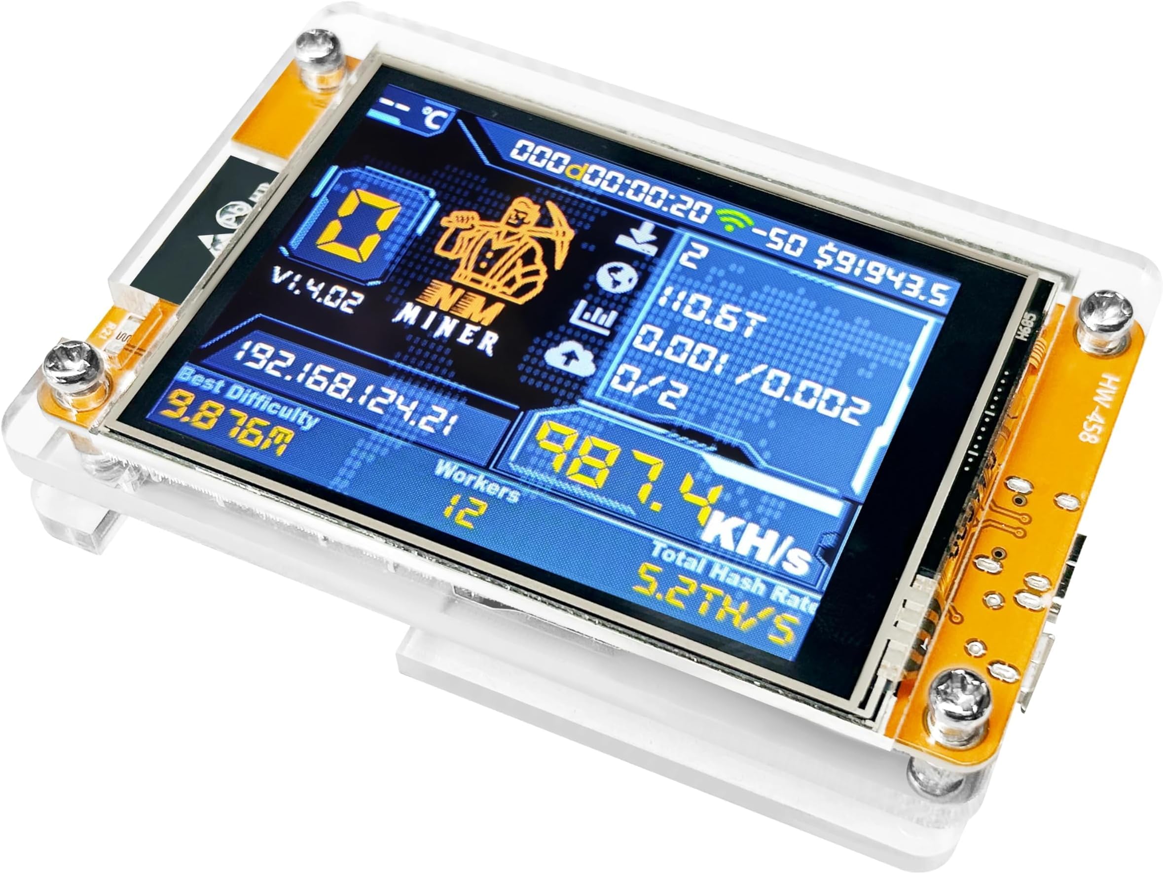 Bitcoins Miner BTC Miner USB NMMiner ESP32 Hashrate 1000K/HS 2.8 Inch Smart Display Crypto Miner Solo Lottery Miner BTC Mining Machine Better Than Nerd Miner V2 V3