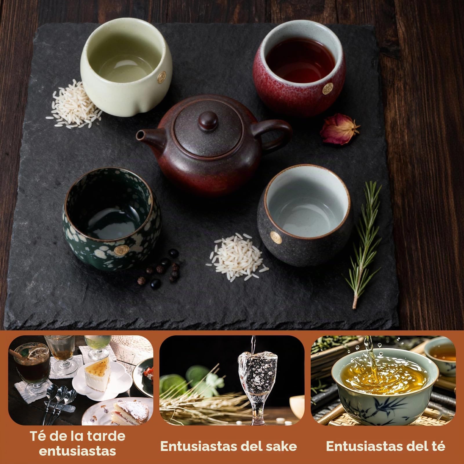Juego de 4 tazas de té japonesas, tazas de té japonesas, juego de tazas de té japonesas para el hogar, oficina, regalos, tazas de té