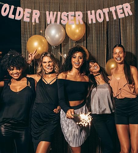 Miniatura 6 de Cartel de fiesta de cumpleaños con purpurina rosa, para cumpleaños de 30, 40, 50, 60, 70, 80, para mujeres, Tauro, cumpleaños, hogar, interiores,