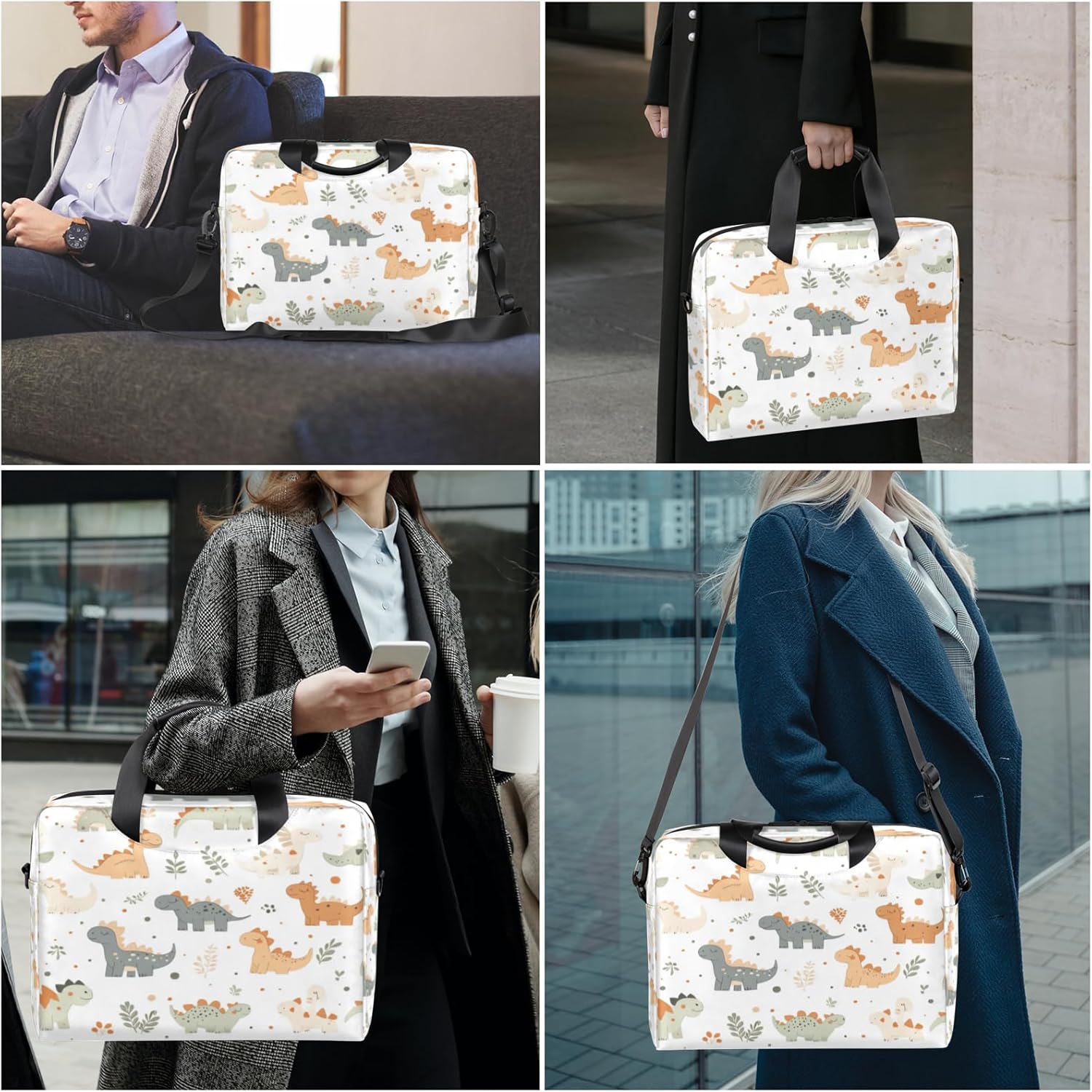15 Inch Laptop Sleeve Case Waterprooof Computer Briefcase Messenger Bag with Shoulder Strap for Men Women