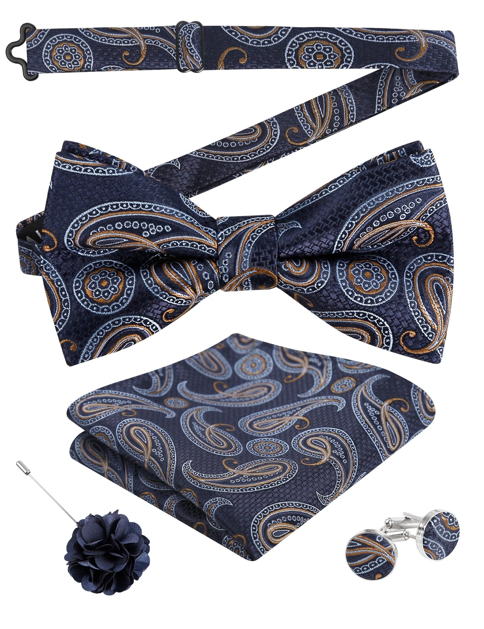 Alizeal Mens 4pcs Vintage Paisley Bow Tie Set