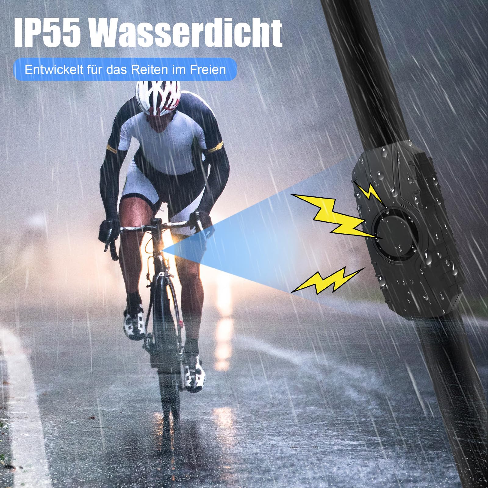 Motorrad Alarmanlage, Anti-Diebstahl Fahrrad Alarm 113dB Laute Vibration Sensing Wireless Anti-Diebstahl Fahrzeug Sicherheits Alarm System mit Fernbedienung für Fahrrad, Motorrad, Roller