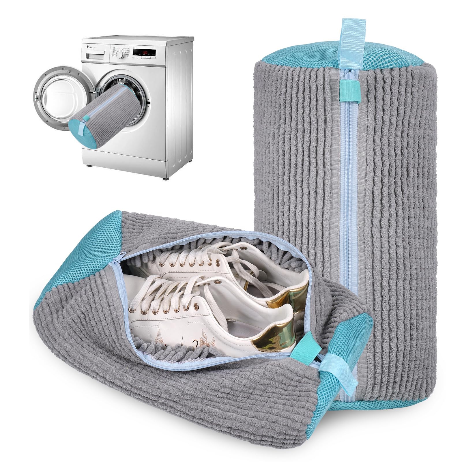 KHDULQ 2 Pièces Sac Lavage Chaussures Machine A Laver Gris Linge Machine A Laver Pour Chaussures Sac Lavage Chaussures Protéger Chaussure,Shoe Cleaning Bag Pour Tous Types Chaussure