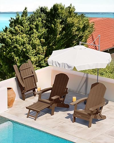 Miniatura 2 de YEFU Silla Adirondack plegable con reposapiés, silla Adirondack ajustable con otomana retráctil y 2 portavasos, sillas Adirondack ajustables de 5