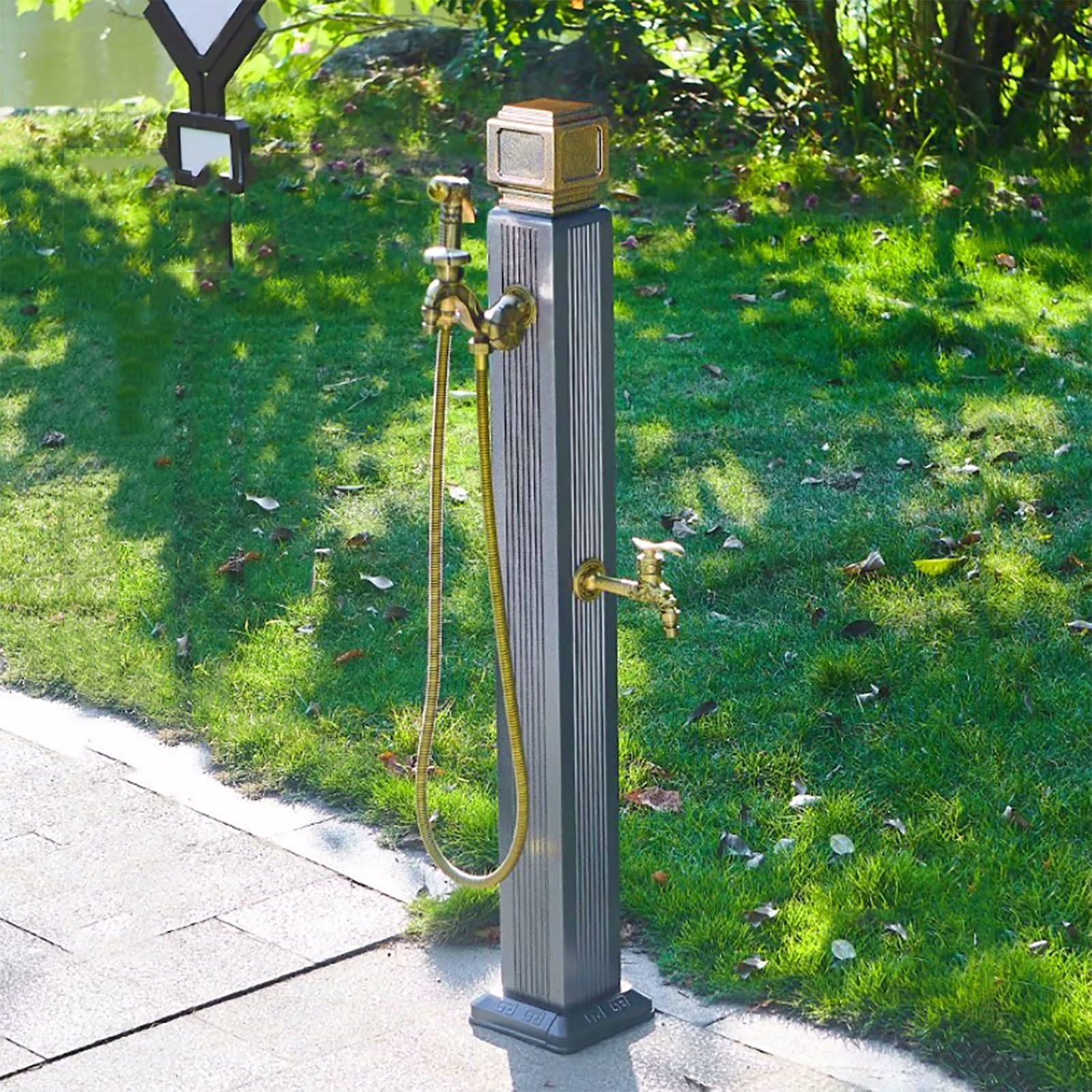 Xbtgs Square Vertical Water Column For Garden - Outdoor Antifreeze Hose Faucet Extender With Decorative Fountain And Water Dispenser For,43.3In/110Cm