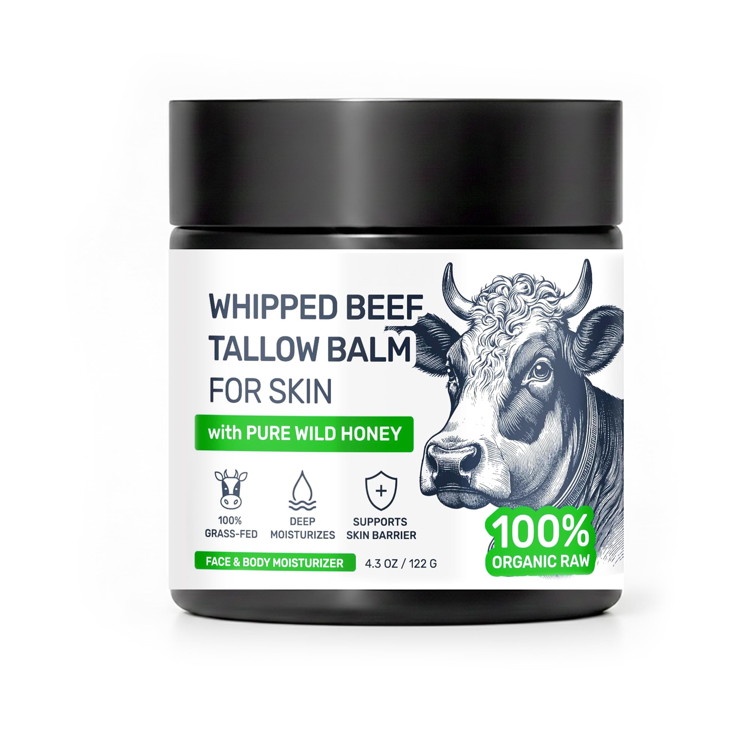 Beef Tallow for Skin – Grass Fed Face Moisturizer & Whipped Body Balm - Honey & Beeswax – Vitamin A, D, E, K Rich Cream – Fragrance Free & Non-Comedogenic Dry Sensetive Skincare - 100GM-image-41