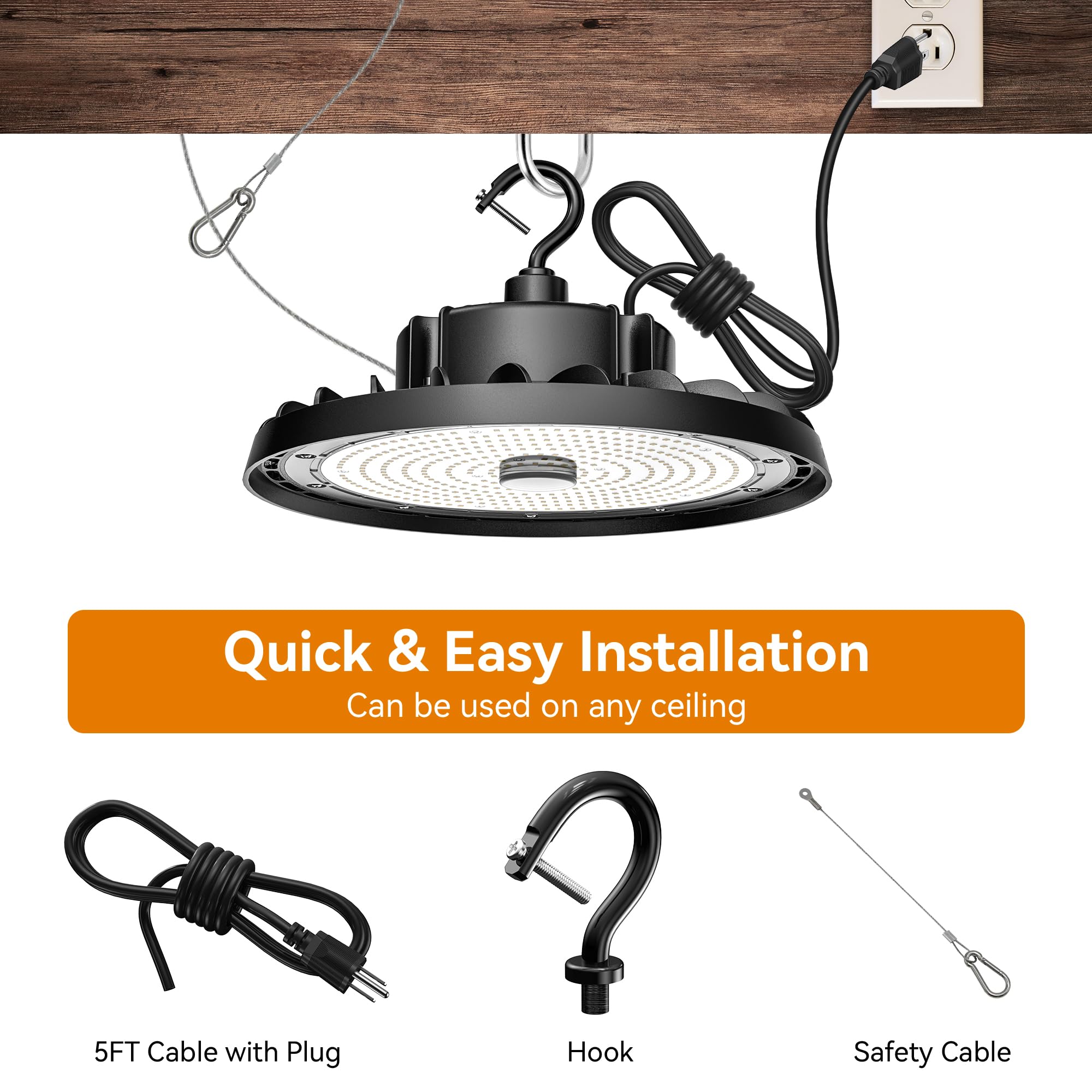 UFO LED High Bay Light 240W 36 000lm 5000K Daylight High Bay LED Shop Lights with US Plug — view 5