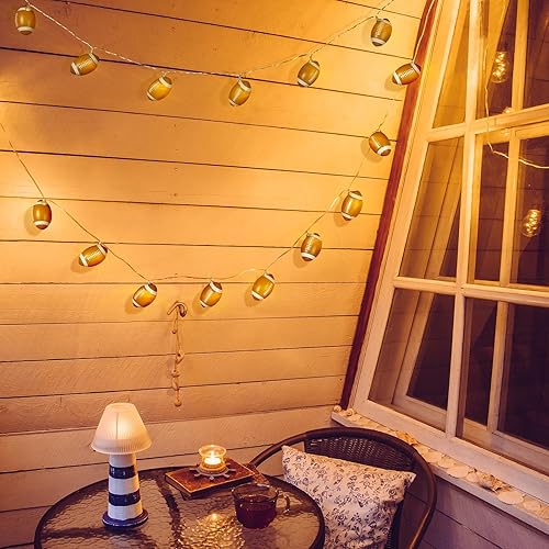 Miniatura 6 de Bencailor Guirnalda de luces para decoración de fútbol de 4.92 pies, temática deportiva, decoración de habitación, tira de luces de fútbol con 10