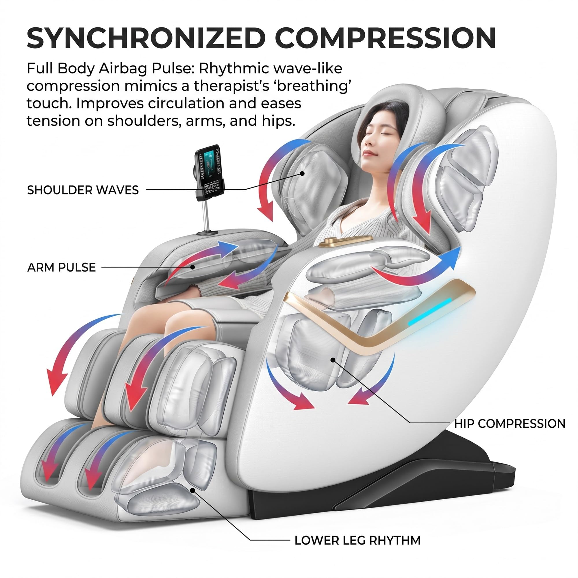 Sillón de Masaje Cero Gravedad SL-Track con Escaneo IA, Masaje Shiatsu Completo con Presoterapia, Calor, Bluetooth, Ahorro de Espacio para Hogar(Bianco)