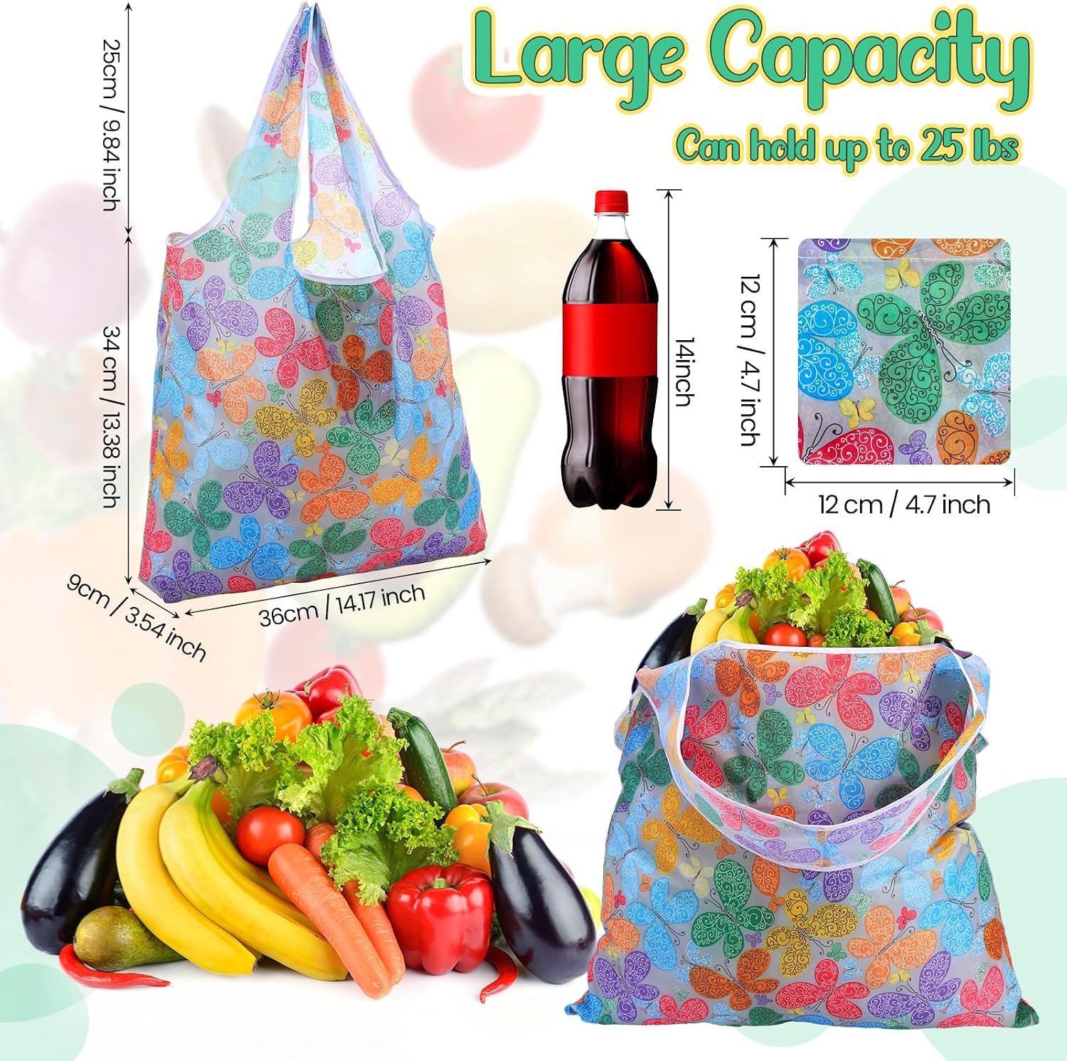 Geyee 40 Pcs Grocery Reusable Shopping Bag Bulk Foldable Kitchen Waterproof Heavy Duty Tote Handle for Gift Party Purse image 3