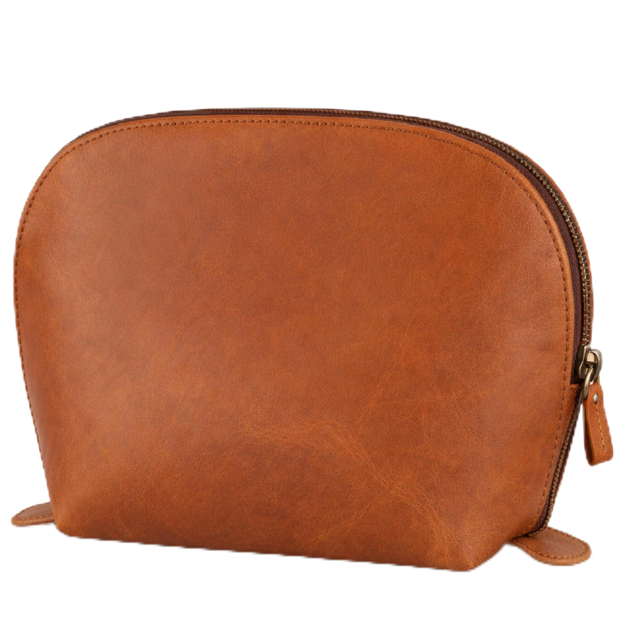 TheAntiq Genuine Leather Toiletry Bag for Men & Women, Leather Makeup Bag, Travel Dopp Kit Organizer with YKK Zipper, Handmade Cosmetics Case for