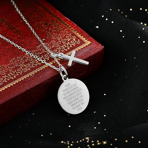 Miniatura 4 de FJ St Christopher Necklace 925 Sterling Silver Religious Protection Pendant for Men Women
