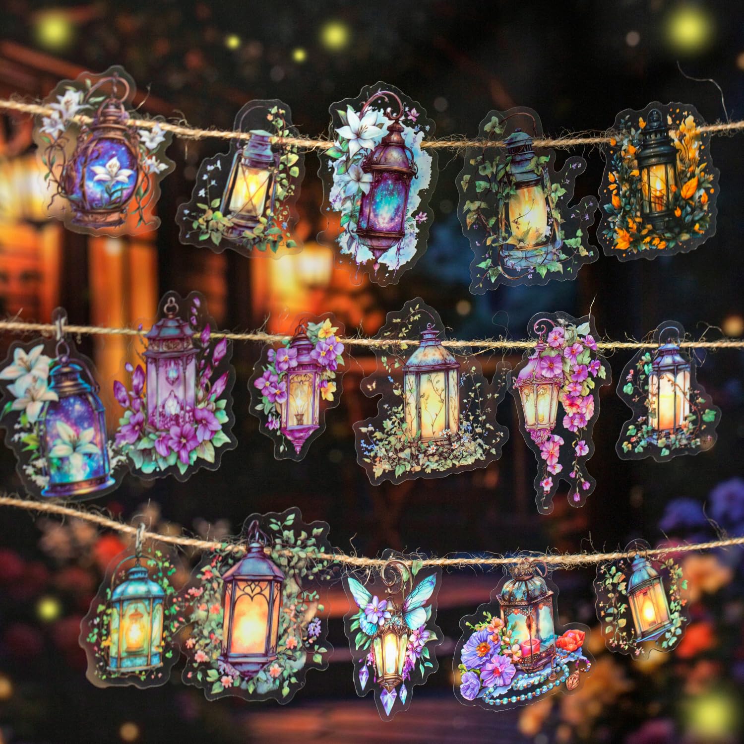 Alideco 90pcs Scrapbook Stickers Vintage Firefly Lighting Scrapbooking Junk Journal Crafts Embelishment Decoration Stickers (yinghuozhideng)