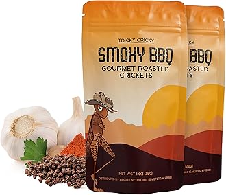 Tricky Cricky Edible Flavored Cricket Snacks for Humans - USA Grown - Unique & Healthy Gourmet Snacks for Adults - High Protein, Low Carb, Low Calorie Dried Edible Bugs for People - Smoky BBQ - 2 Oz