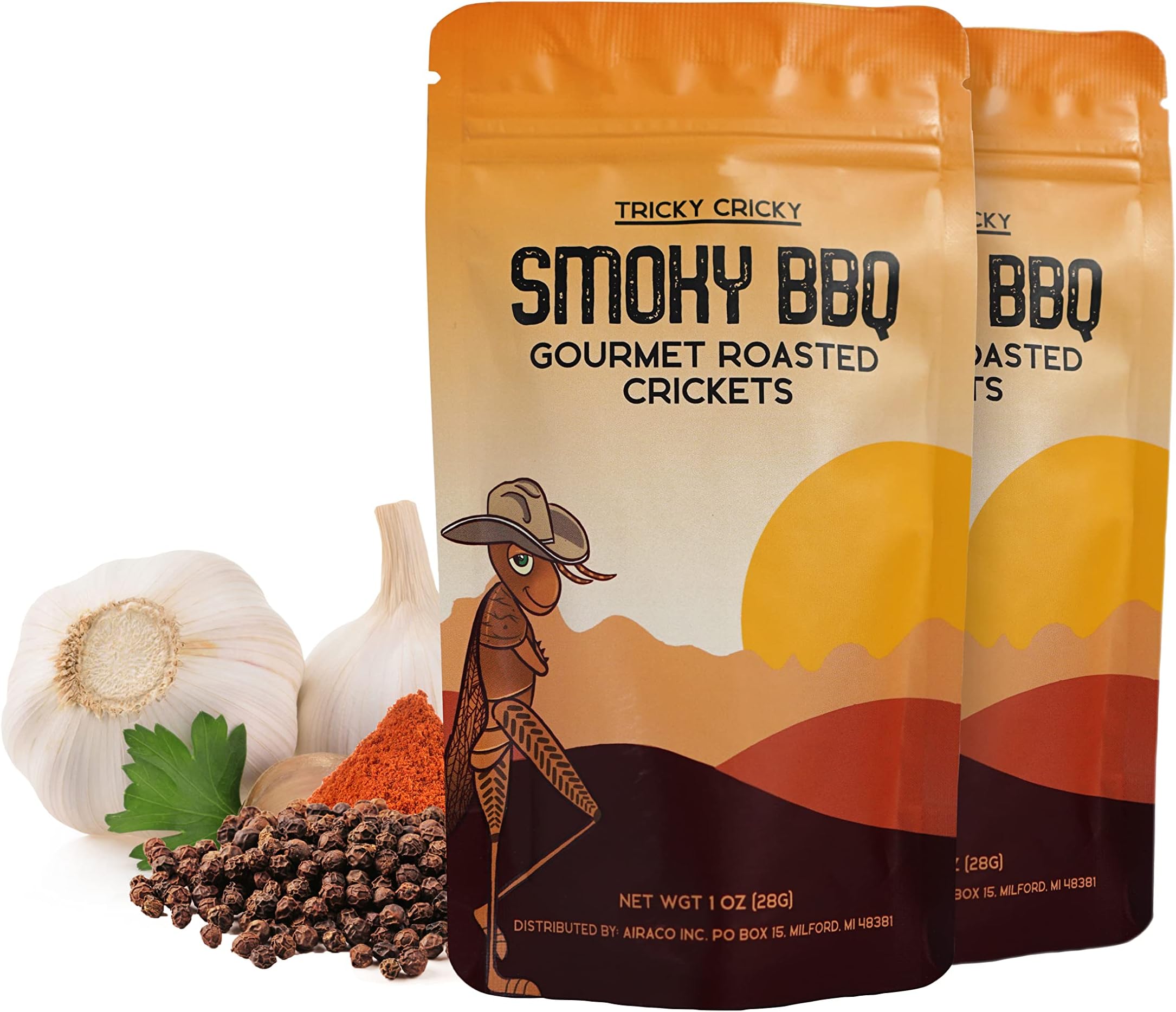 Tricky Cricky Edible Flavored Cricket Snacks for Humans - USA Grown - Unique & Healthy Gourmet Snacks for Adults - High Protein, Low Carb, Low Calorie Dried Edible Bugs for People - Smoky BBQ - 2 Oz