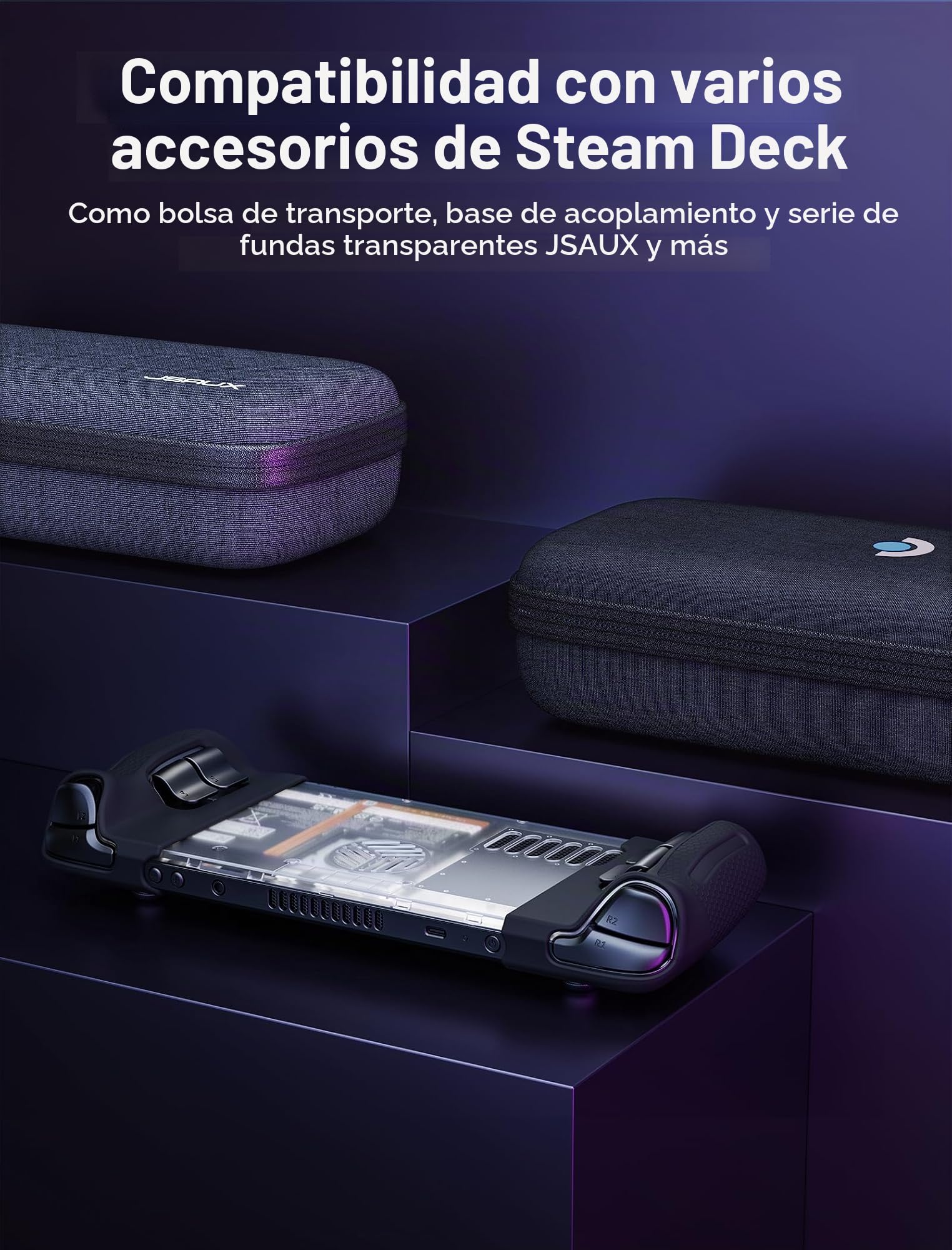 JSAUX Funda protectora de silicona compatible con Steam Deck, Steam Deck GripSkin, GripArmor Juego de fundas de silicona (una izquierda y otra derecha) - GP0016 Negro