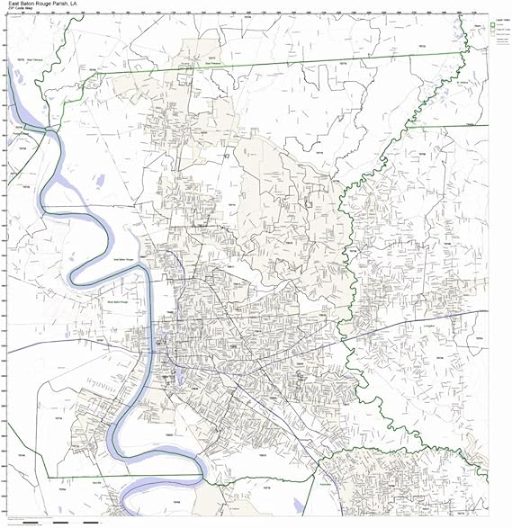 East Baton Rouge Parish, Louisiana LA ZIP Code Map Not