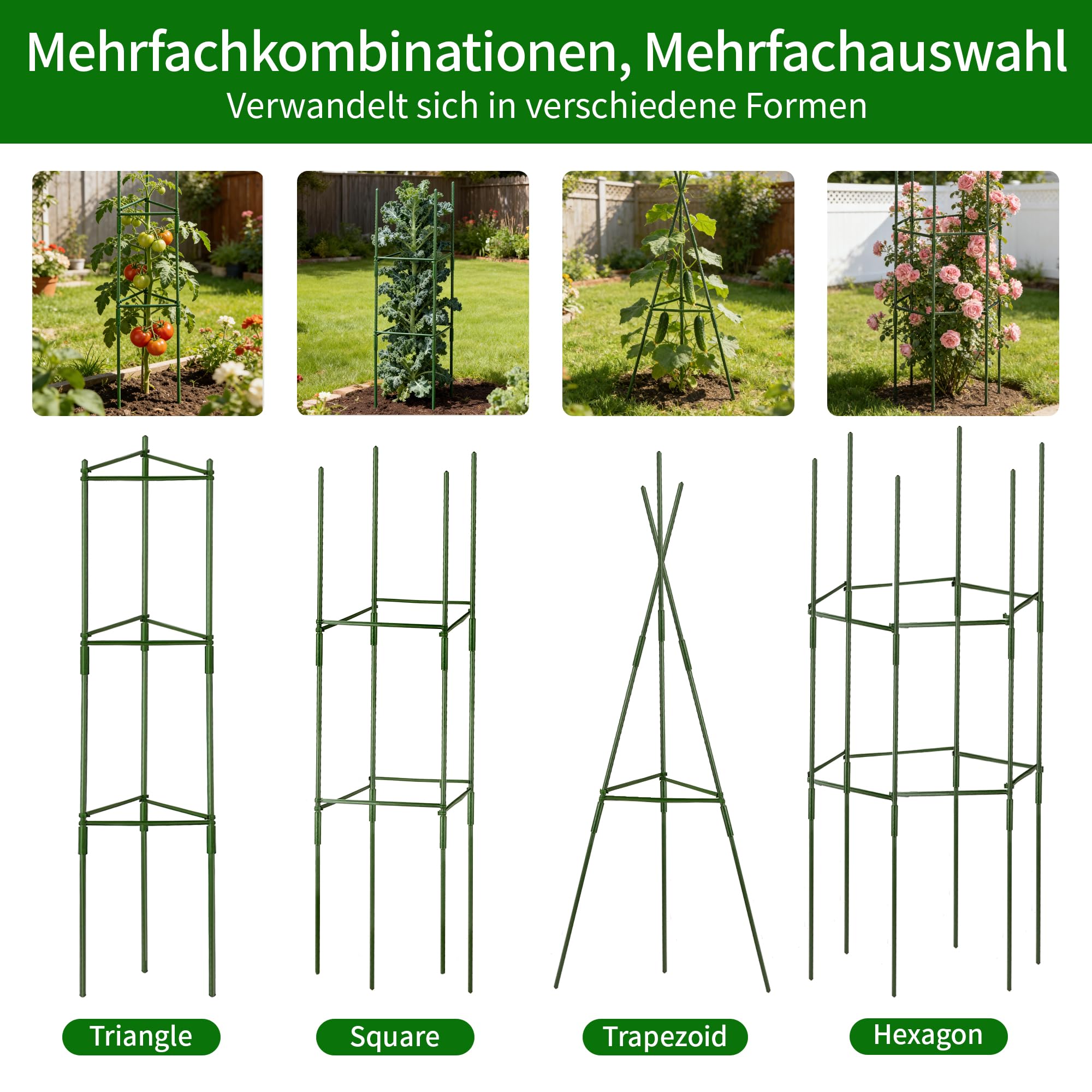 4 set Pali per Pomodori: LUMYCE 130CM Sostegni per Pomodori - Traliccio per Pomodori Peonie Vite Piante Rampicanti