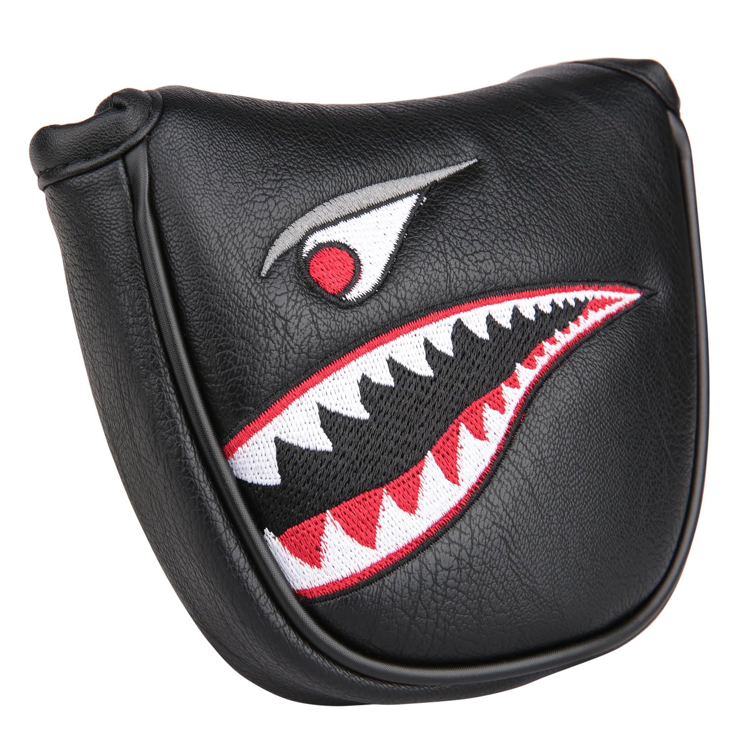 OGECLF 1pc Black Leather with Shark Embroidery Golf Club Driver/Fairway Wood/Hybrid/Mallet/Blade Putter/Iron Head Covers